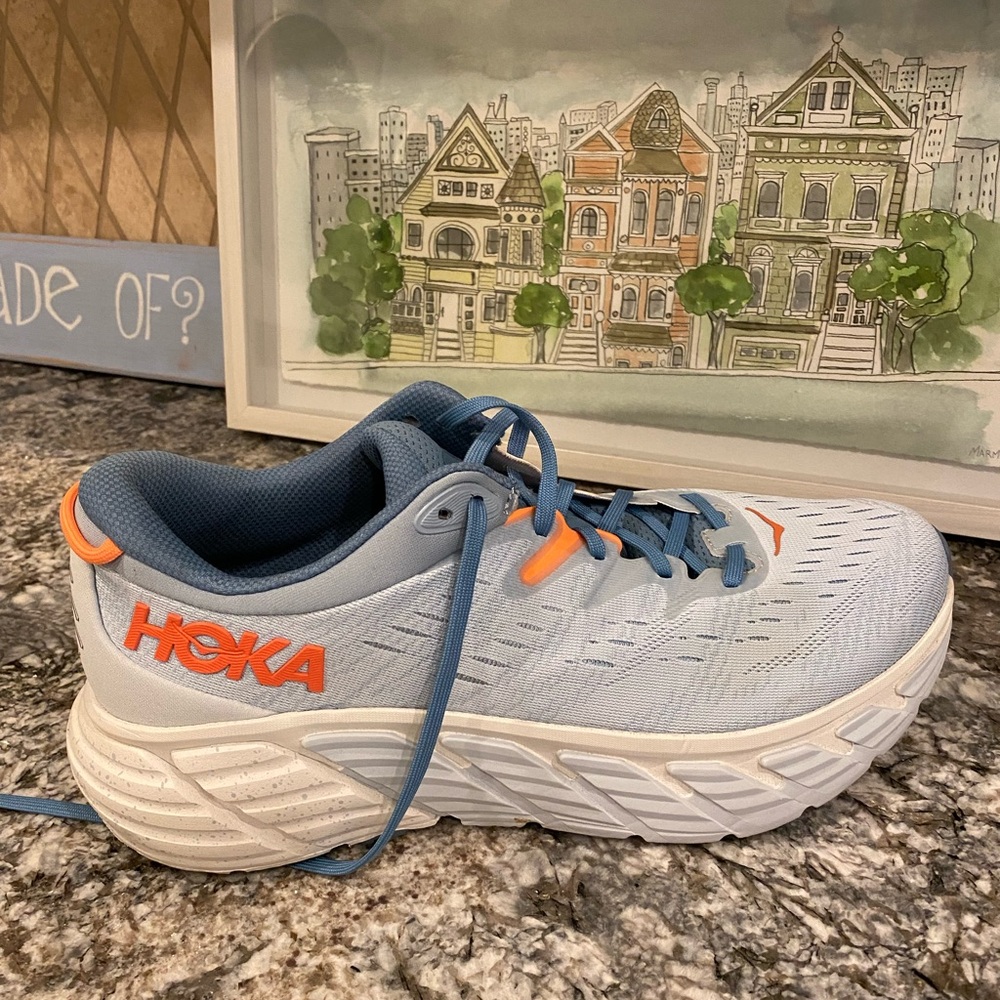 Hoka Women's Sneakers - Light Blue and Orange